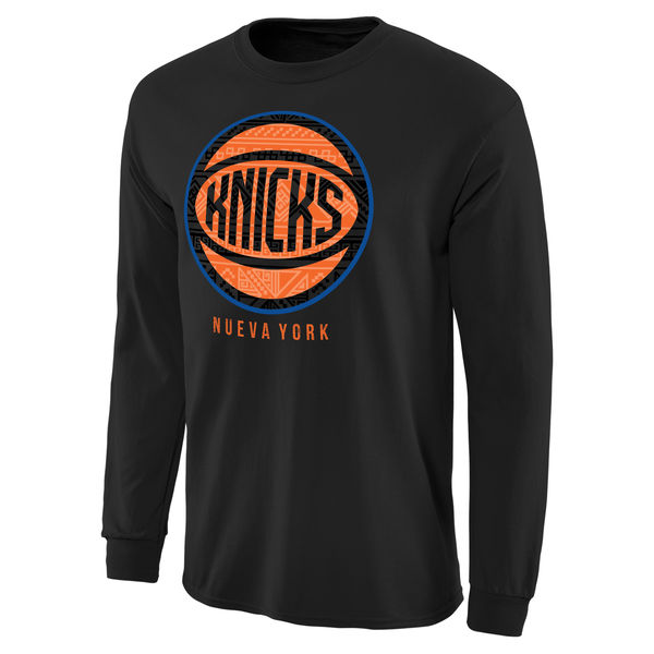 NBA Men New York Knicks Noches Enebea Long Sleeve TShirt Black->nba t-shirts->Sports Accessory